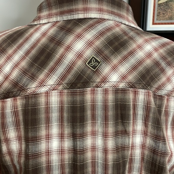 PRANA Asylum Plaid flannel thermal lined Shacket brown outdoor camping organic - Picture 4 of 6
